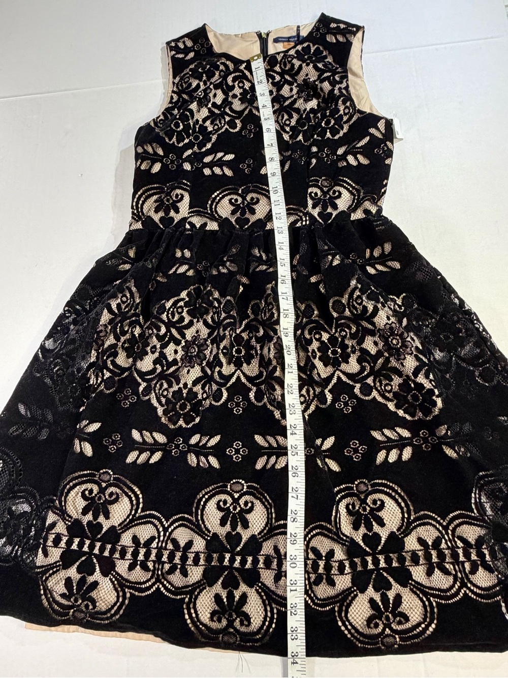 Tommy Hilfiger Black Lace Overlay Dress with Nude Underlay - Picture 13 of 15